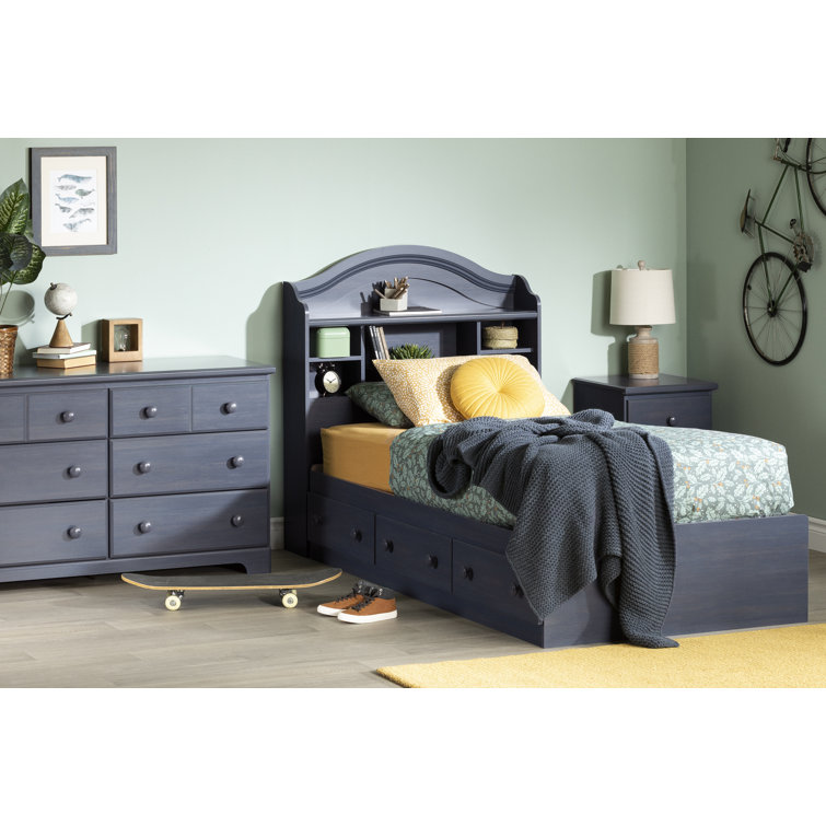 Summer Breeze Blue Twin Wood Platform Bed with Storage