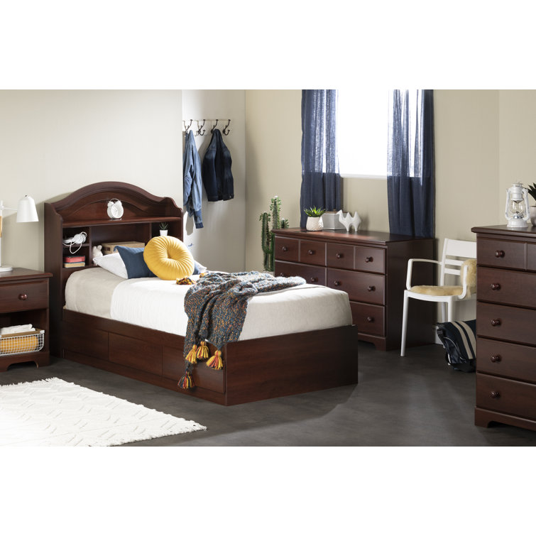 Summer Breeze Blue Twin Wood Platform Bed with Storage