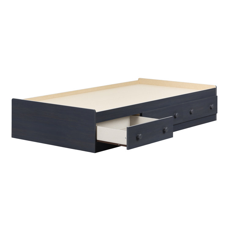 Summer Breeze Blue Twin Wood Platform Bed with Storage