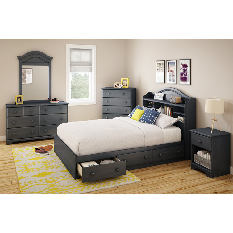 Summer Breeze Blue Twin Wood Platform Bed with Storage