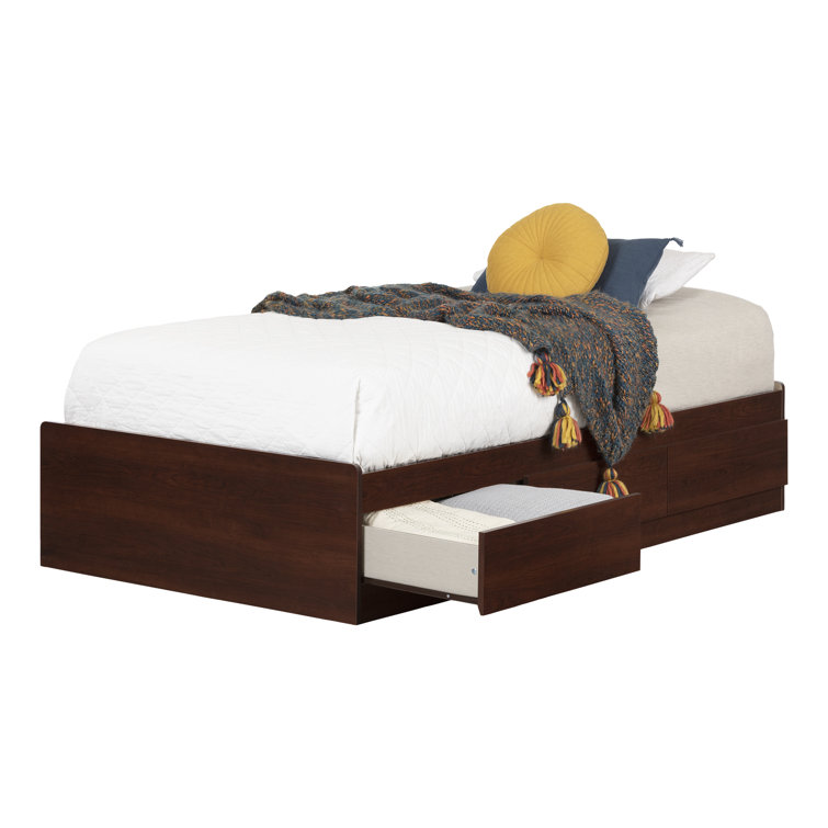Summer Breeze Blue Twin Wood Platform Bed with Storage