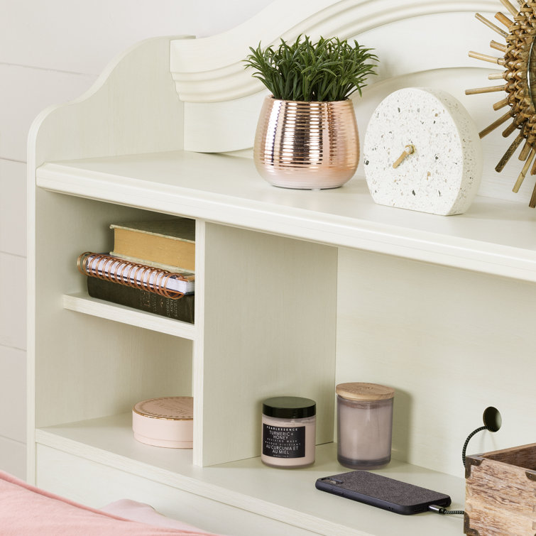 Twin Blueberry Wood Bookcase Headboard with Storage