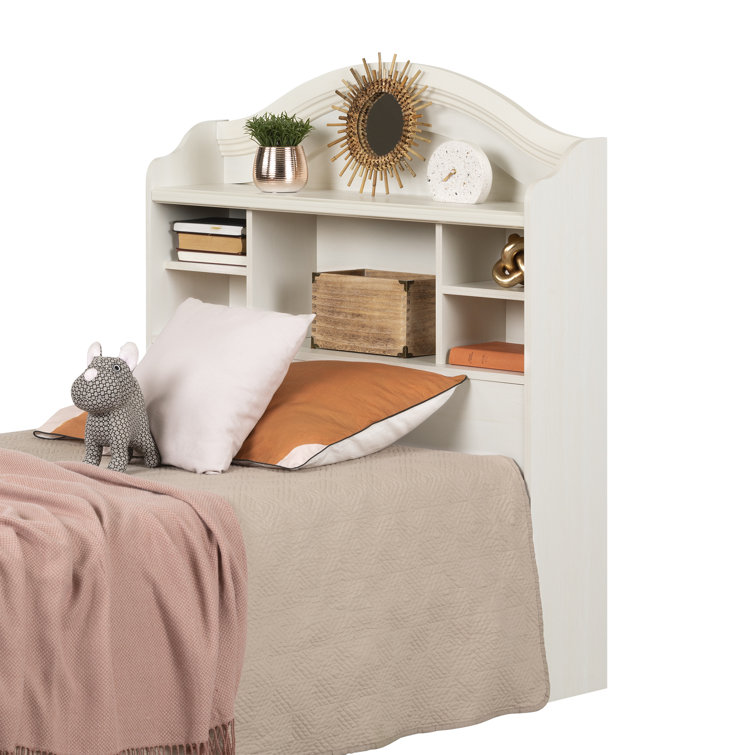 Twin Blueberry Wood Bookcase Headboard with Storage