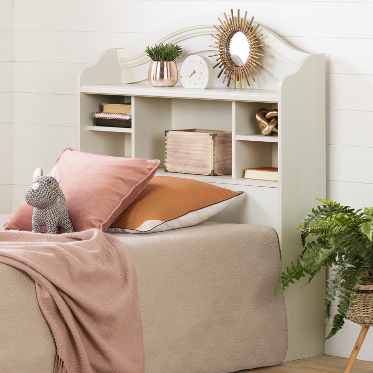 Twin Blueberry Wood Bookcase Headboard with Storage
