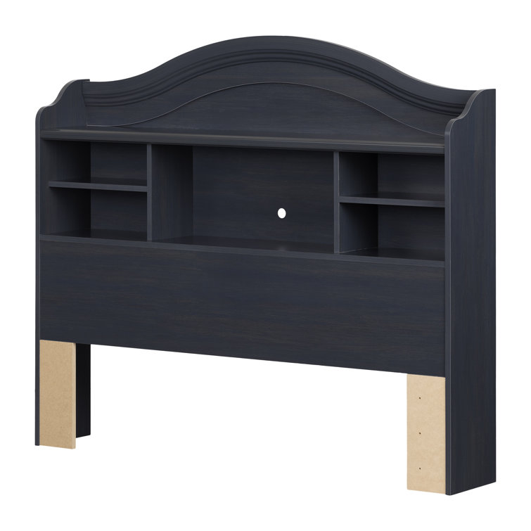 Twin Blueberry Wood Bookcase Headboard with Storage