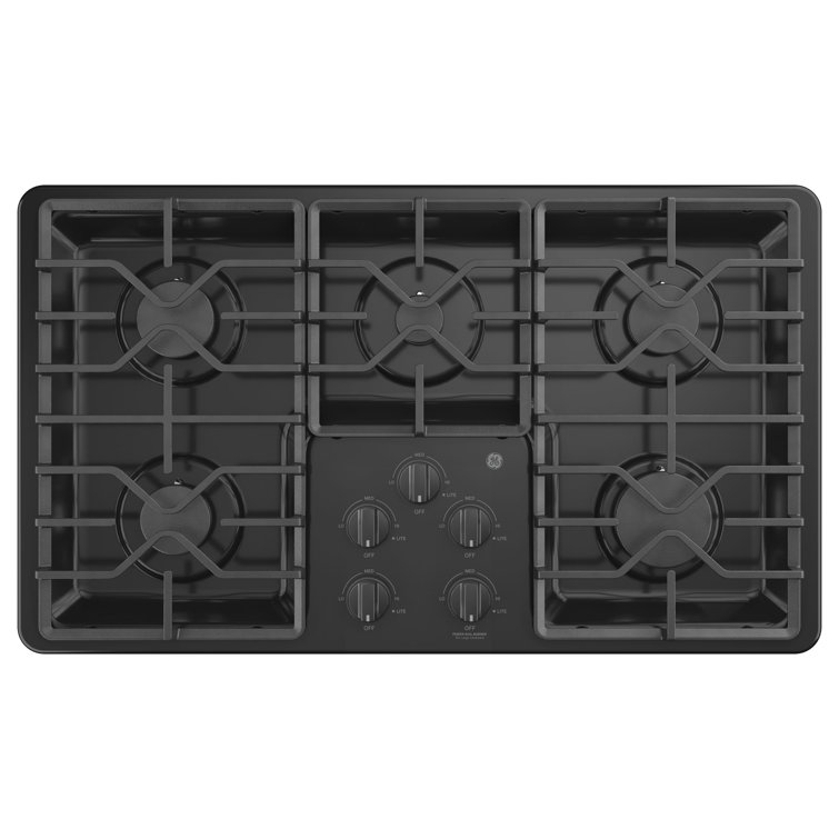 36" Black Stainless Steel Gas Cooktop with 5 Burners