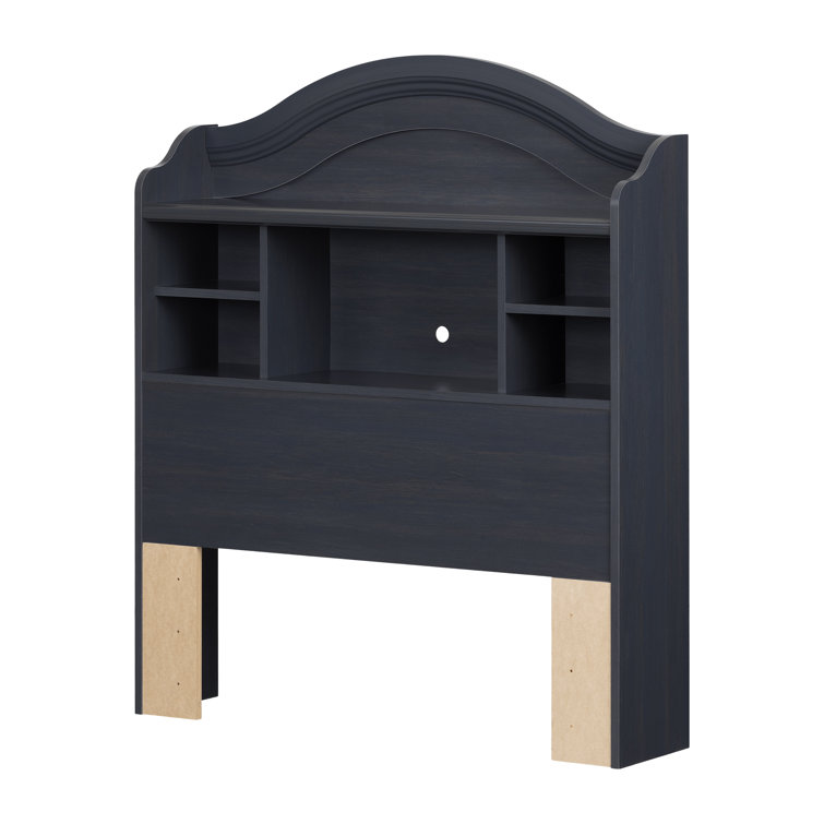 Twin Blueberry Wood Bookcase Headboard with Storage