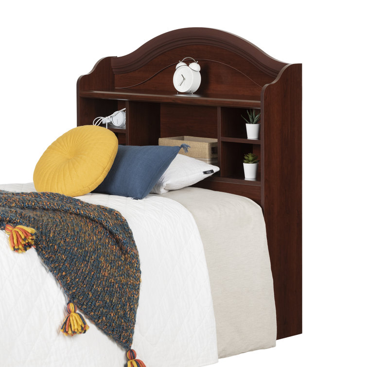 Twin Blueberry Wood Bookcase Headboard with Storage