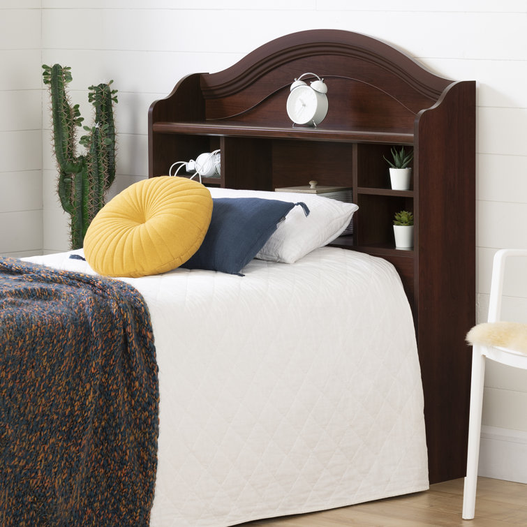 Twin Blueberry Wood Bookcase Headboard with Storage