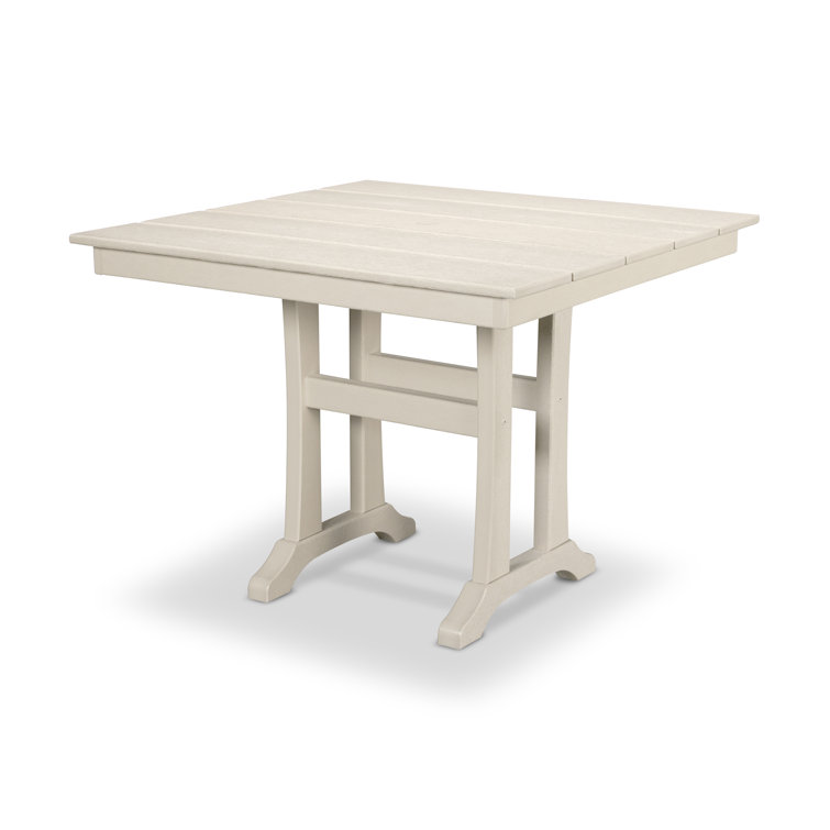 Sand Castle Recycled Plastic Square Outdoor Dining Table with Umbrella Hole