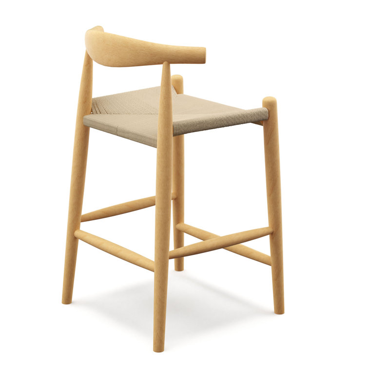 Natural Ash Wood Bar Stool with Paper Cord Seat