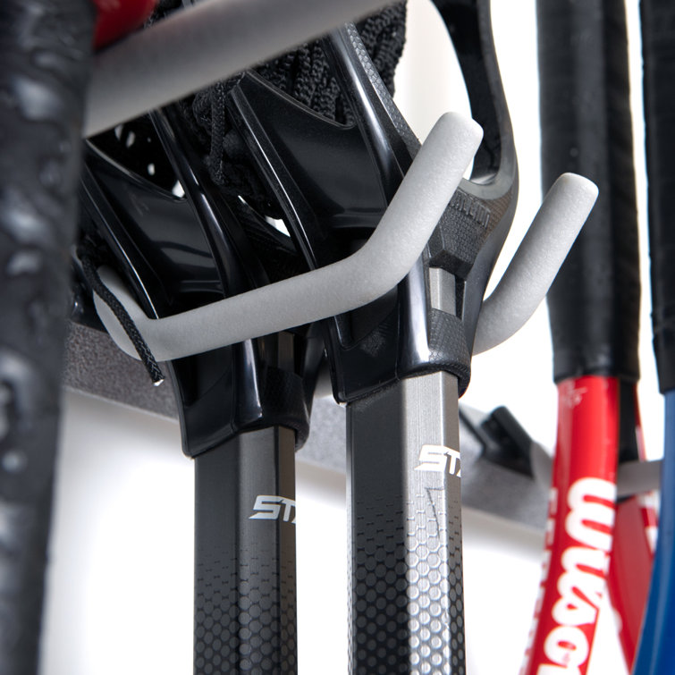 Heavy Duty Steel Wall Mounted Sports Storage Rack with Hooks