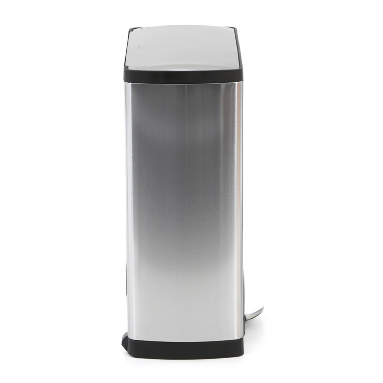 Brushed Stainless Steel Dual Compartment Recycling Kitchen Trash Can