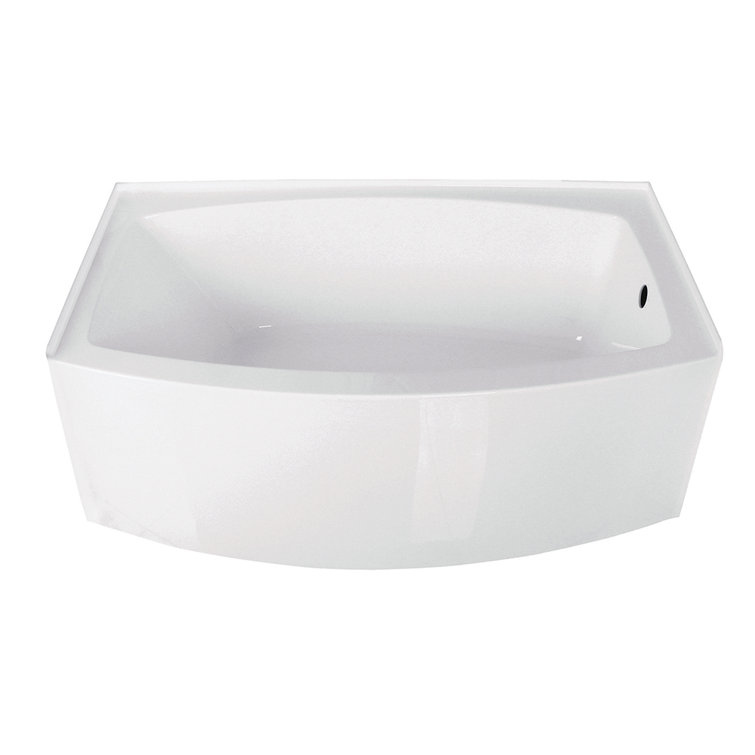 Aqua Eden 60-Inch White Acrylic Curved Apron Alcove Tub
