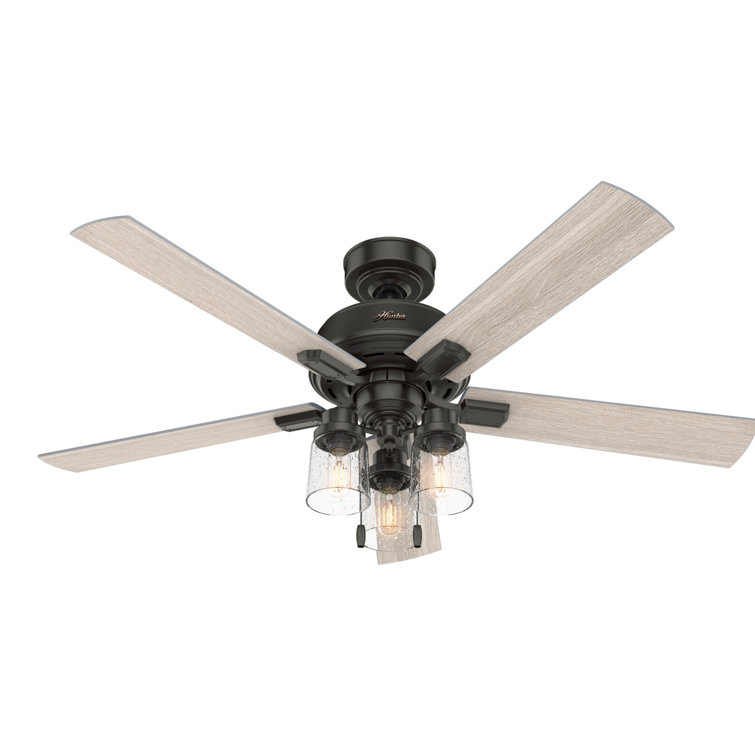 52" Noble Bronze and Light Gray Oak Chandelier Ceiling Fan with Lighting