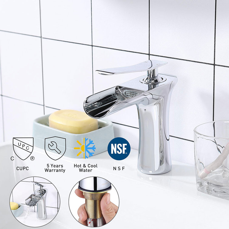 Chrome Waterfall Single-Handle Bathroom Faucet