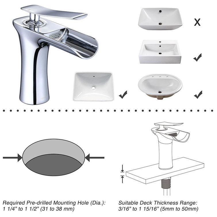 Chrome Waterfall Single-Handle Bathroom Faucet