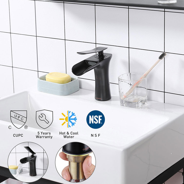 Oil Rubbed Bronze Waterfall Bathroom Faucet with Single Handle