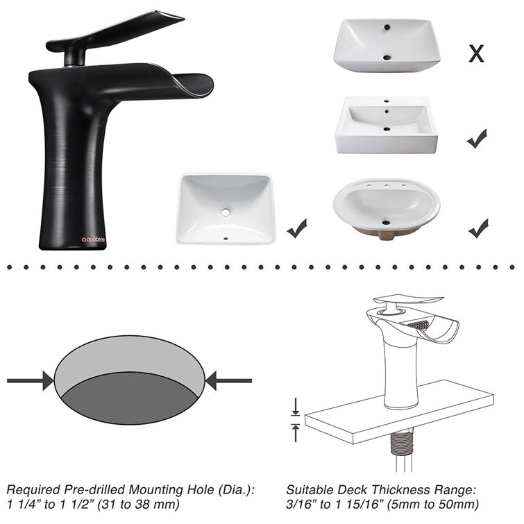 Oil Rubbed Bronze Waterfall Bathroom Faucet with Single Handle