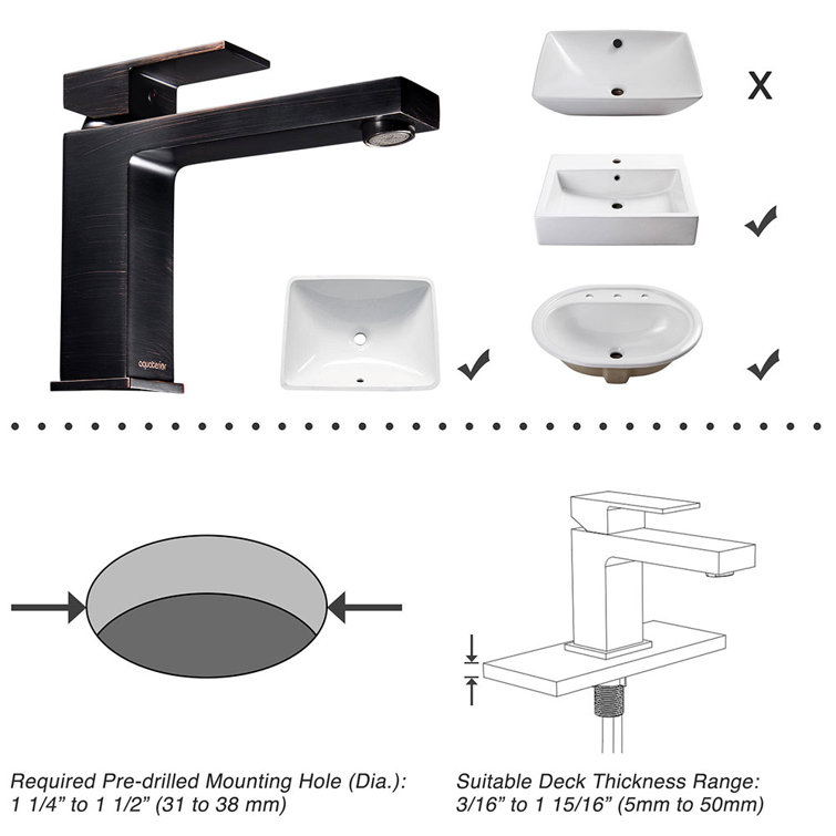 Oil Rubbed Bronze Single Handle Bathroom Faucet with Square Nut