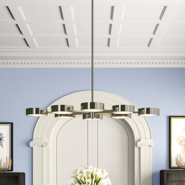 Linus 8-Light Starburst Chandelier in Pale Brass with Frosted Glass