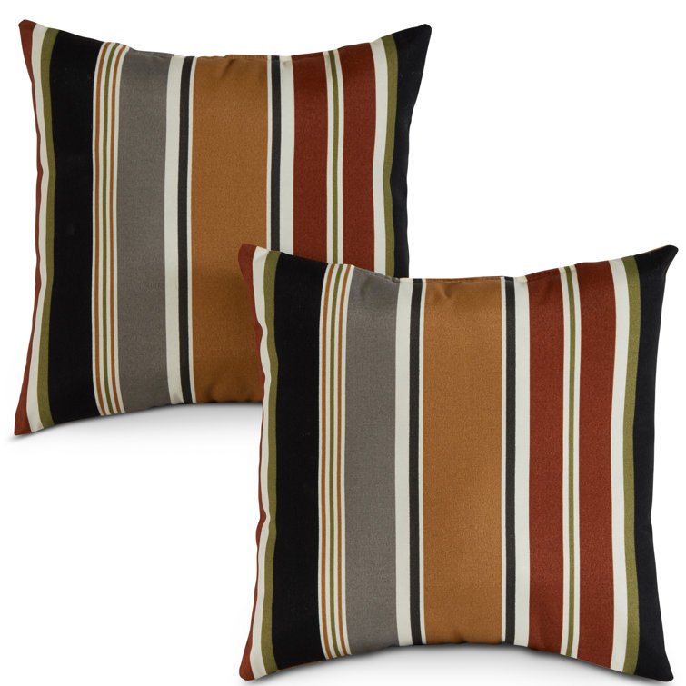 Brick Stripe 17" Square Outdoor Throw Pillow Set