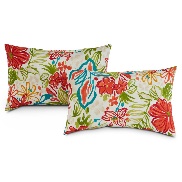 Breeze Floral Weather-Resistant Outdoor Throw Pillow Set, 19x12 in