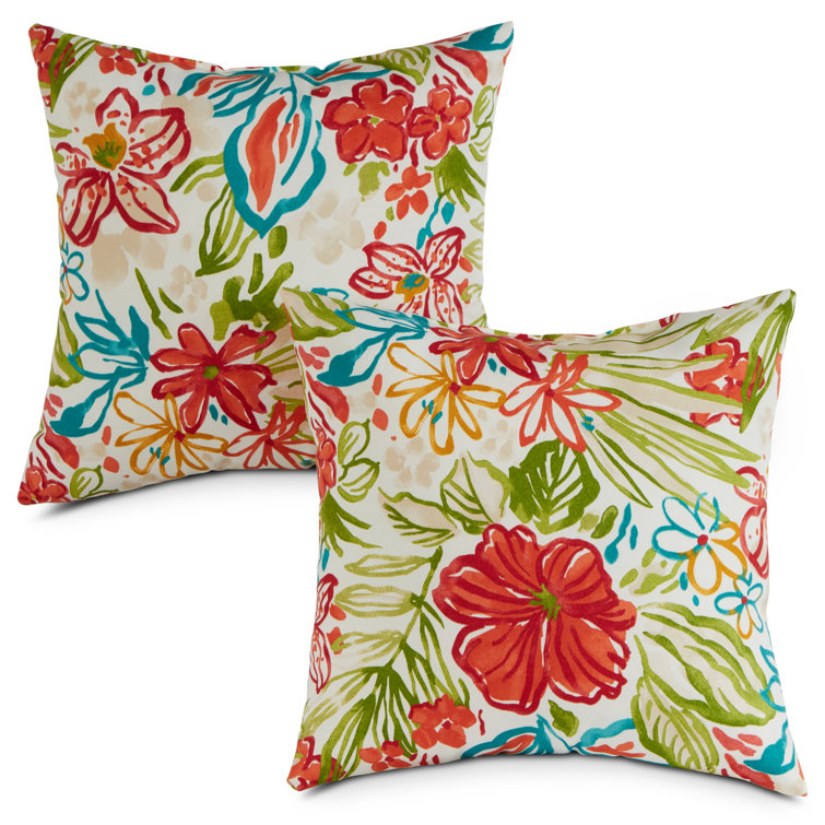 Breeze Floral 17" Square Outdoor Throw Pillows Set
