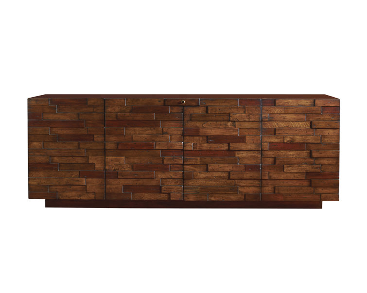 Brown Transitional Wood Media Console with Cabinet