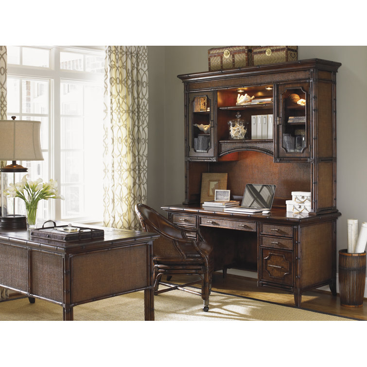Bal Harbour Brown Leather Rattan Task Chair