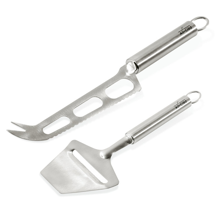 Elegant Silver Stainless Steel Cheese Tools Set with Serrated Knife