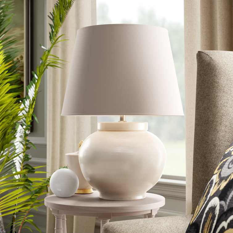 White Porcelain Round Outdoor Table Lamp