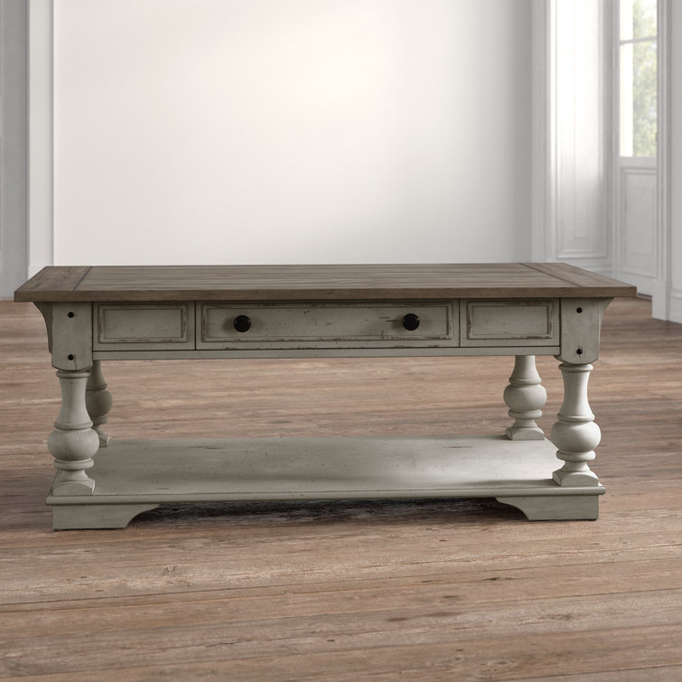 Morgan Creek Antique White Rectangular Coffee Table with Storage