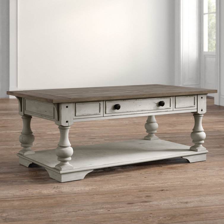 Morgan Creek Antique White Rectangular Coffee Table with Storage