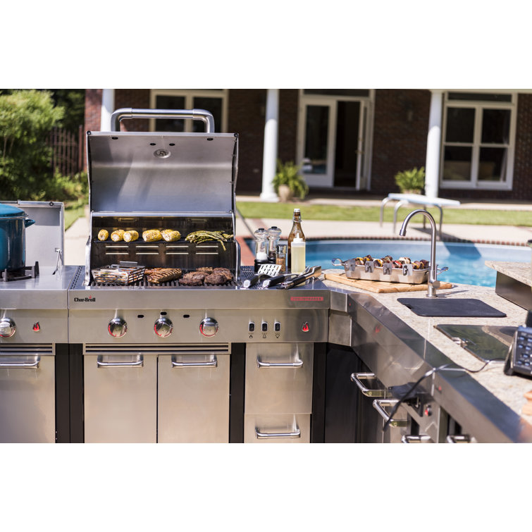 Stainless Steel 3-Burner Infrared Gas Grill with Storage