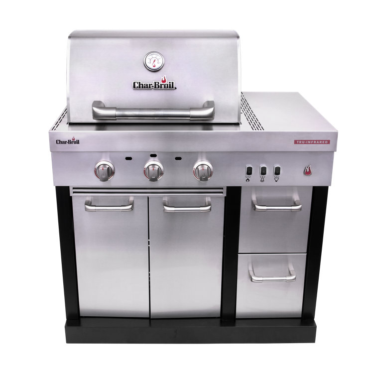Stainless Steel 3-Burner Infrared Gas Grill with Storage