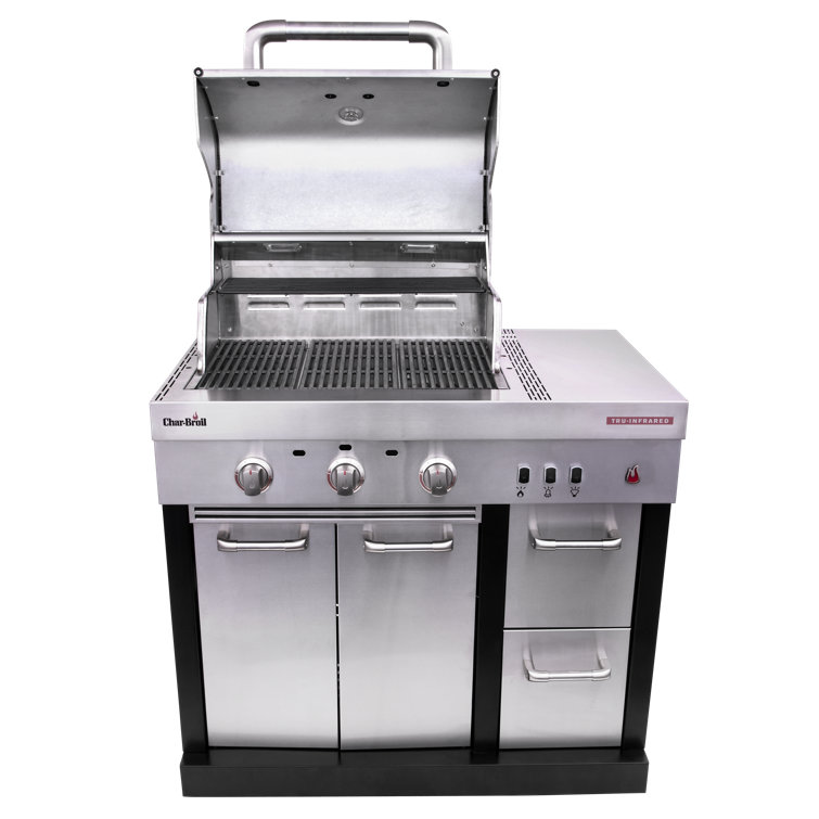Stainless Steel 3-Burner Infrared Gas Grill with Storage