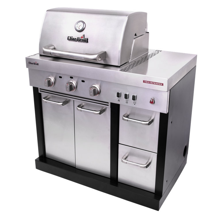 Stainless Steel 3-Burner Infrared Gas Grill with Storage
