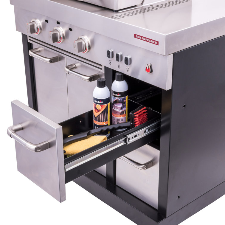 Stainless Steel 3-Burner Infrared Gas Grill with Storage