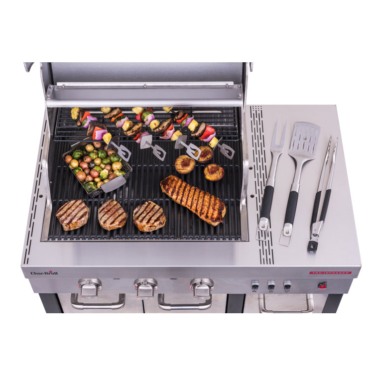 Stainless Steel 3-Burner Infrared Gas Grill with Storage