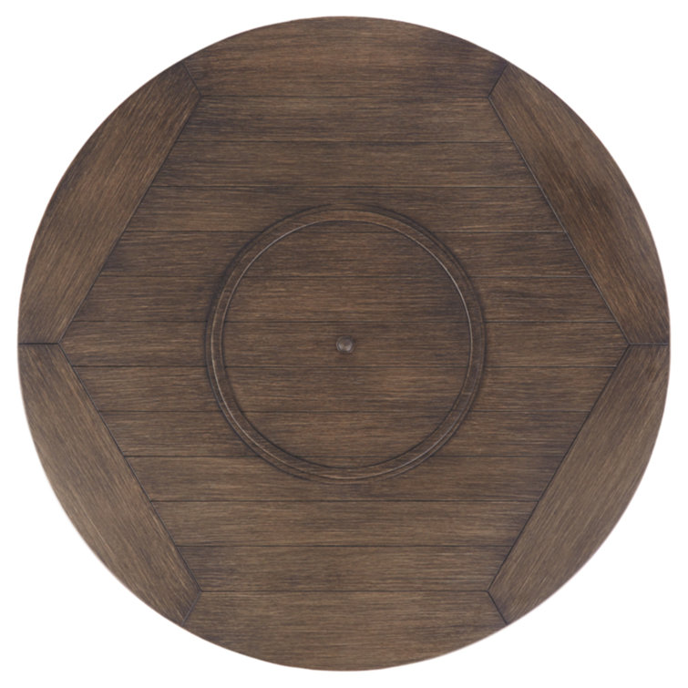 Brown Round Aluminum and Wicker Gas Fire Pit Table