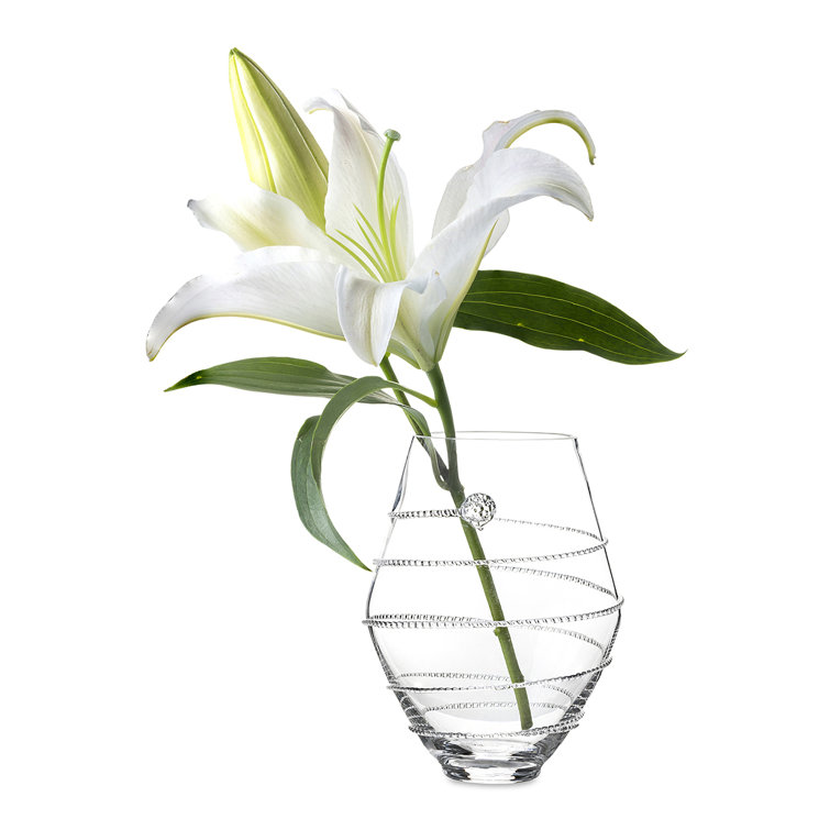 Clear Glass Decorative Table Vase with Swirl Embellishment