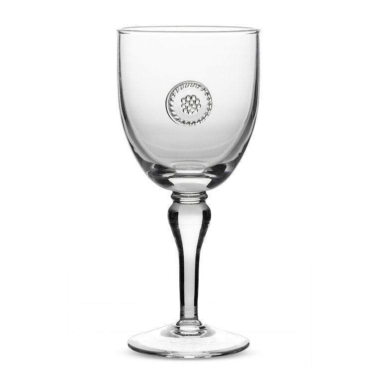 Clear Embossed Mouth Blown Wine Glass with Ball Stem