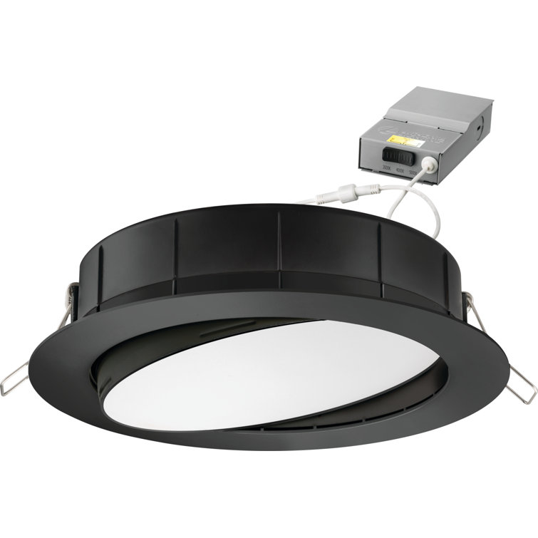 Wafer Gimbal 7'' Matte Black LED Energy Star Indoor/Outdoor Recessed Light