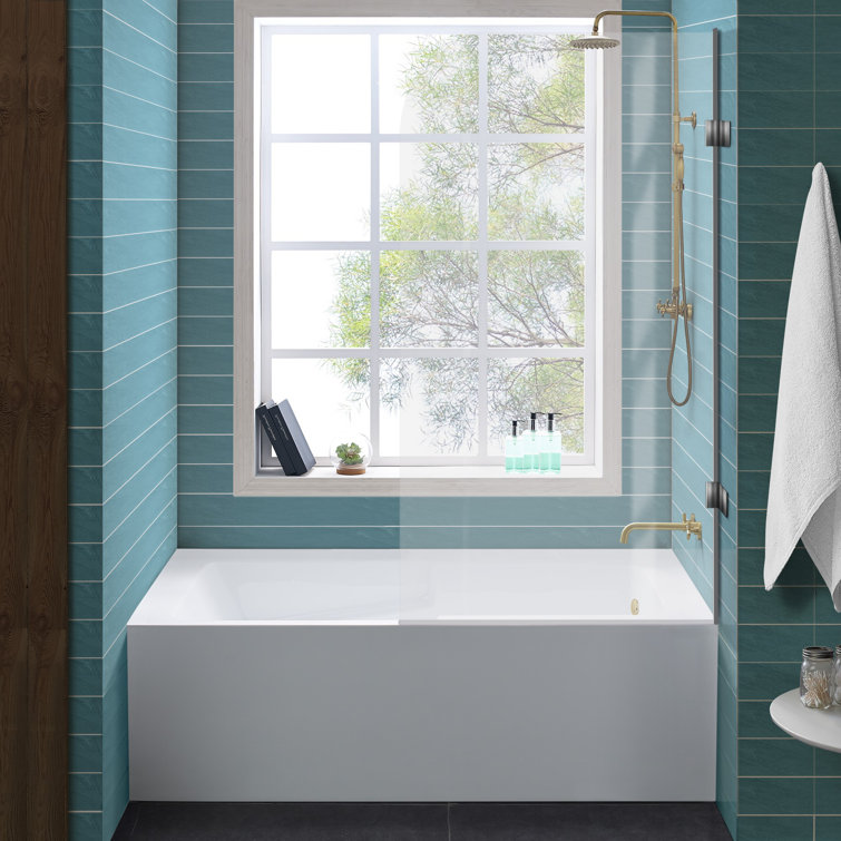 Voltaire 72" White Acrylic Alcove Bathtub with Apron and Armrest