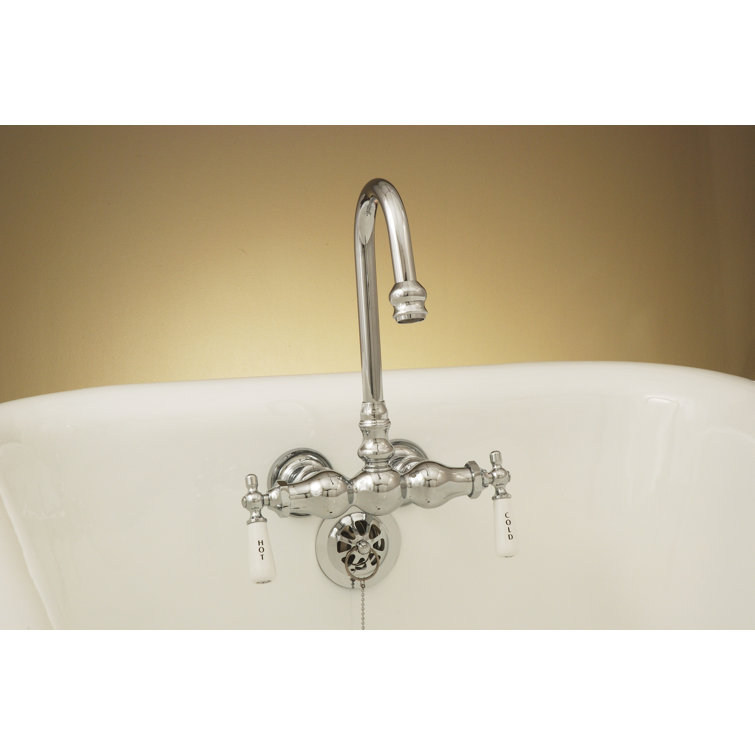 Chrome Double Handle Deck Mounted Clawfoot Tub Faucet