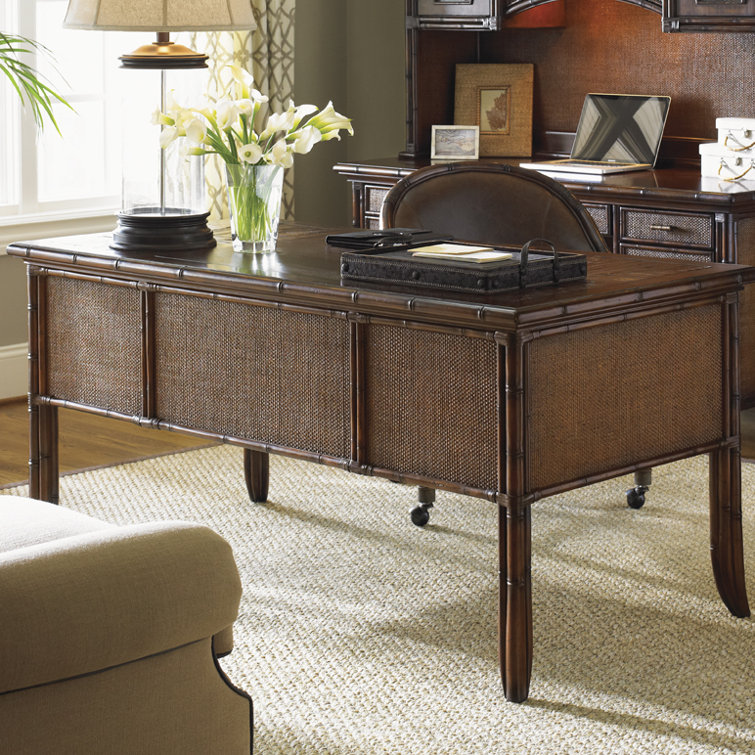 Executive Brown Rosewood Home Office Desk with 3 Drawers