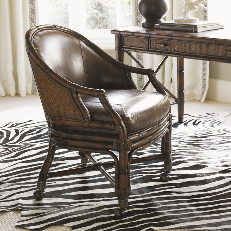Bal Harbour Brown Leather Rattan Task Chair