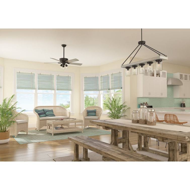 Devon Park 5-Light Nickel Finish Mason Jar Chandelier, 38 in