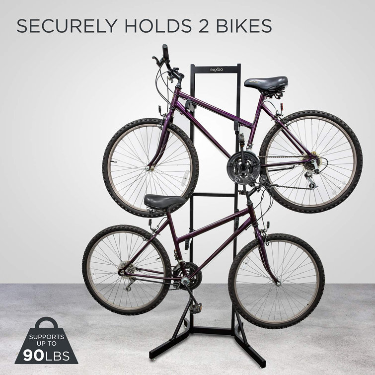 Black Steel Freestanding Adjustable 2-Bike Storage Rack